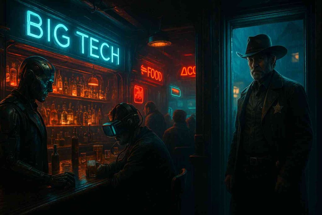cyberpunk saloon scene